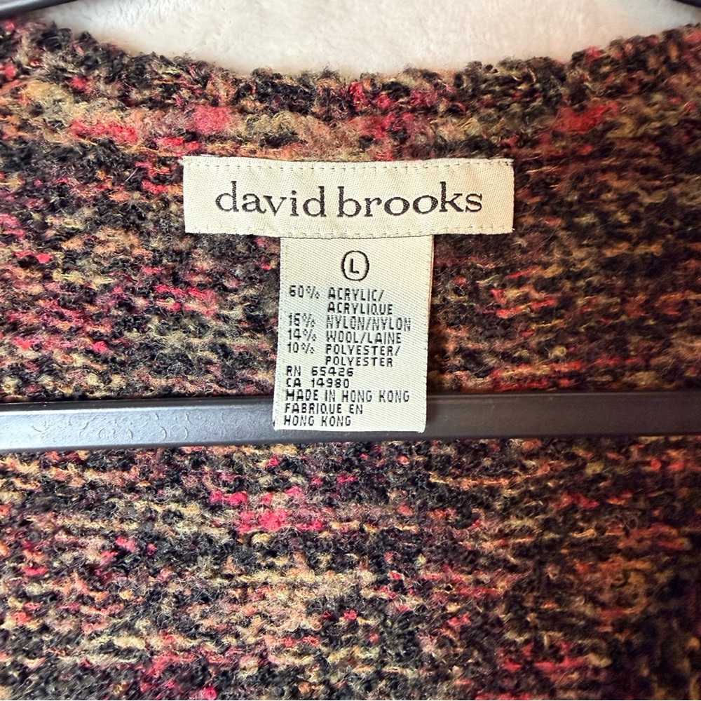 Vintage 90s David Brooks Wool Blend Multicolor Knit Cardigan Size Large - Picture 4 of 9
